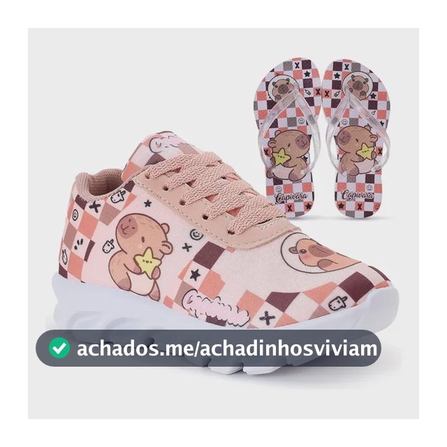 Kit Tênis Infantil Capivara Menina + Chinelo Infantil