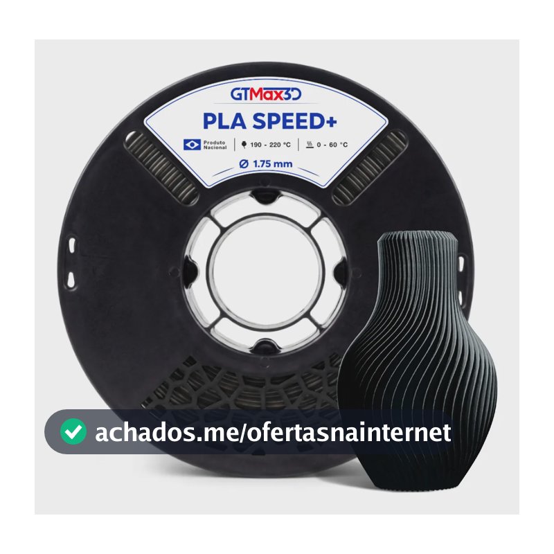 Filamento Pla+ 1.75mm 1kg Speed+ Impressão 3d Preto Gtmax3d