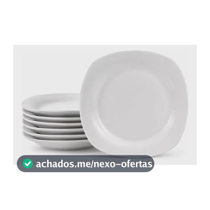 Jogo 6 Pratos Sobremesa 21cm Luxo Vidro Restaurante Branco Branco Branco Luxo