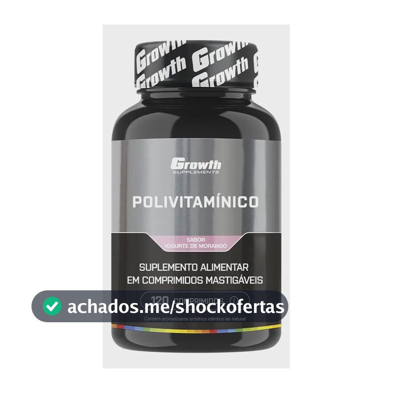 Polivitaminico Mastigável 120un. Growth Supplements - Sabor Morango