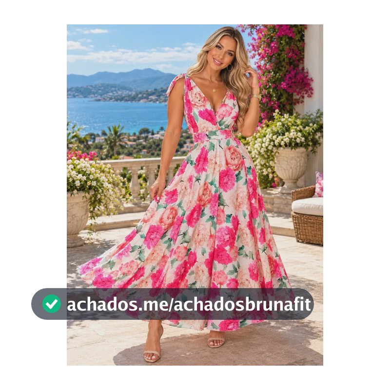 Vestido Feminino Longo Floral Floral Florido 38
