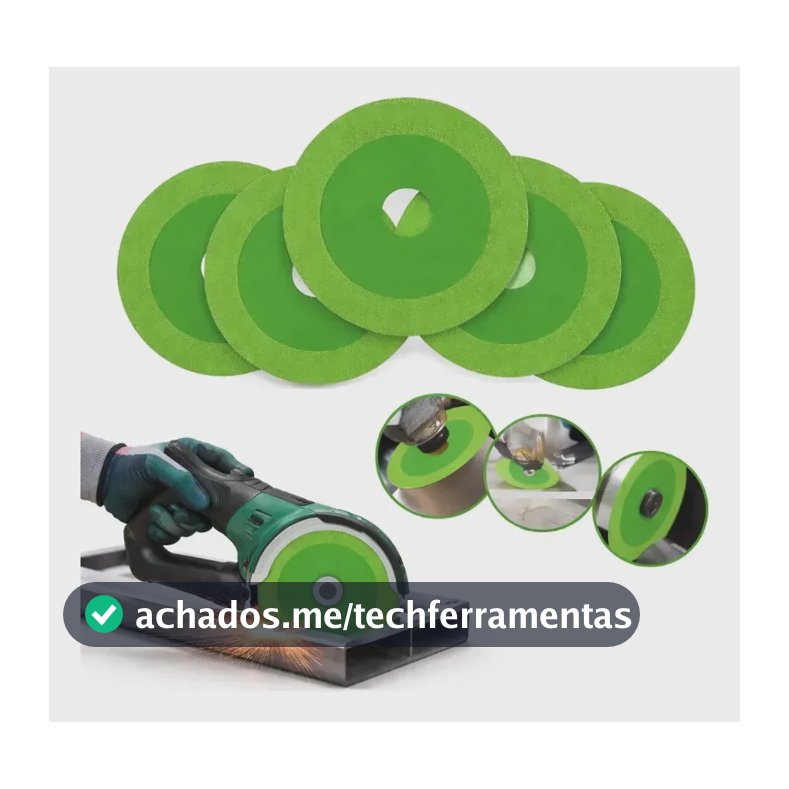 5 Discos De Corte Vidro Porcelanato Diamantado Disco Cortag Verde 100mm