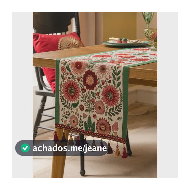 Trilho De Mesa Rústico Com Tasséis Verde-escuro Jacquard Floral