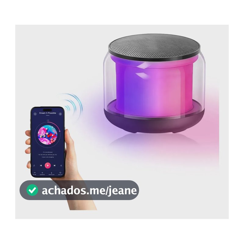 Caixinha De Som Bluetooth Mini Caixa Portátil Com Luz Rgb Cor Preto
