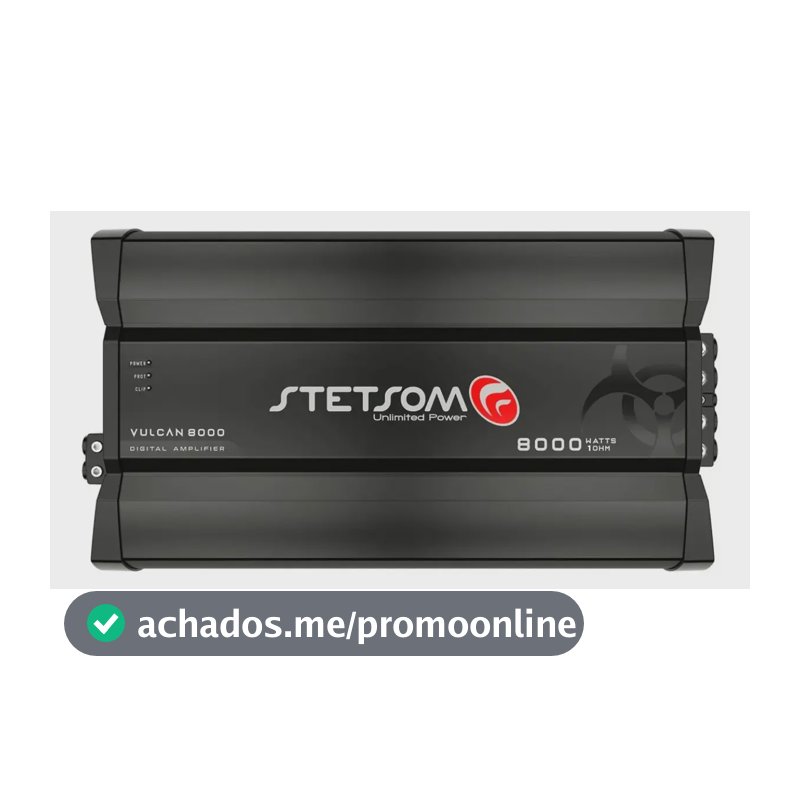 Módulo Amplificador Stetsom Vulcan 8000 para Som Automotivo 1 Ohm 8000W RMS