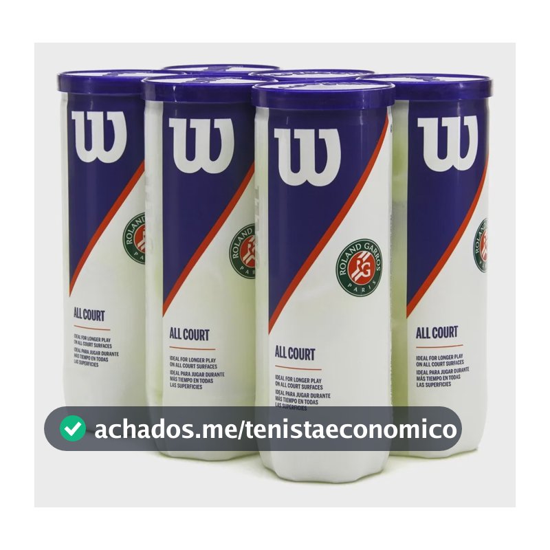 Bolas De Tênis Wilson Roland Garros All Court - Pack 6 Tubos Amarelo