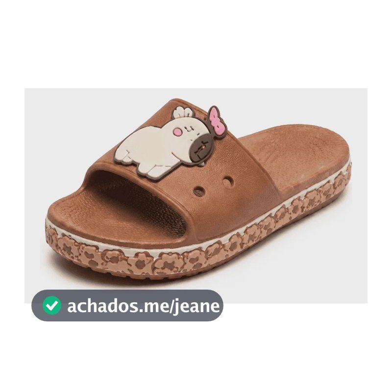 Chinelo Nuvem Slide Infantil Menina Capivara Antiqueda Marrom 29/30
