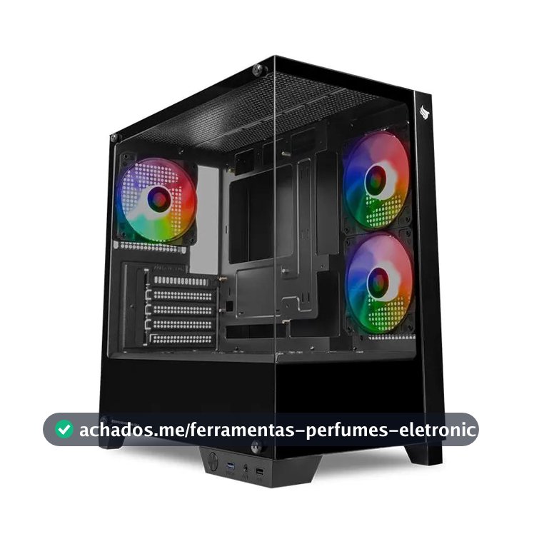 Gabinete Gamer Aquario Pichau Magpie 4xb Mini-t Lat De Vidro C/3fans