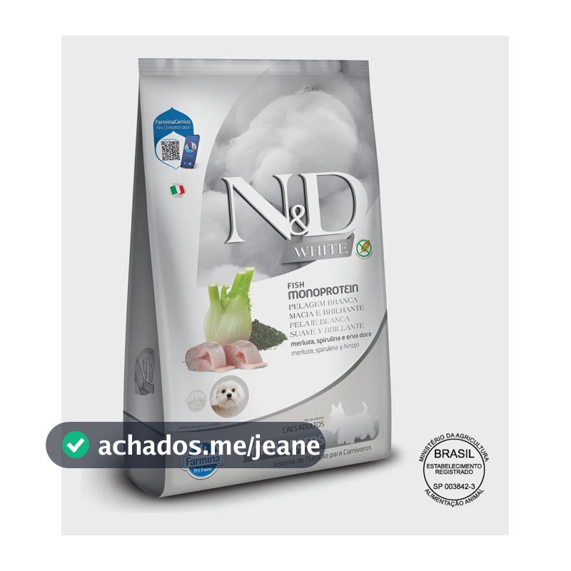 Ração N&d White Merluza Mini 7kg Para Cães Adultos Raças Pequenas