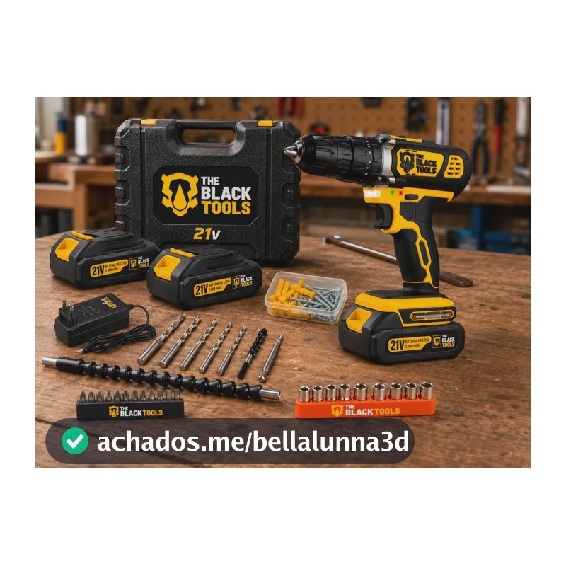Parafusadeira Furadeira Profiss. C/ 2 Baterias E Acessórios Amarelo E Preto 127/220v 60 Hz