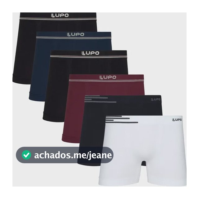 Kit 6 Cuecas Box Sem Costura Boxer Lupo Microfibra Original