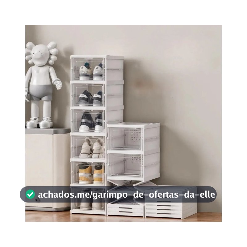 Sapateira Vertical Organizadora Empilhável 6 Pares Organizador De Calçados Modular Branco Caixa de Tênis Fácil Montagem