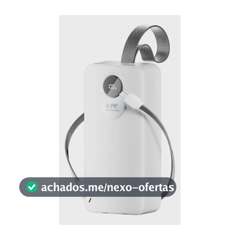 Power Bank Basike Portátil 30000mAh com Carga Rápida 22.5W e Cabos Embutidos para iPhone e Samsung