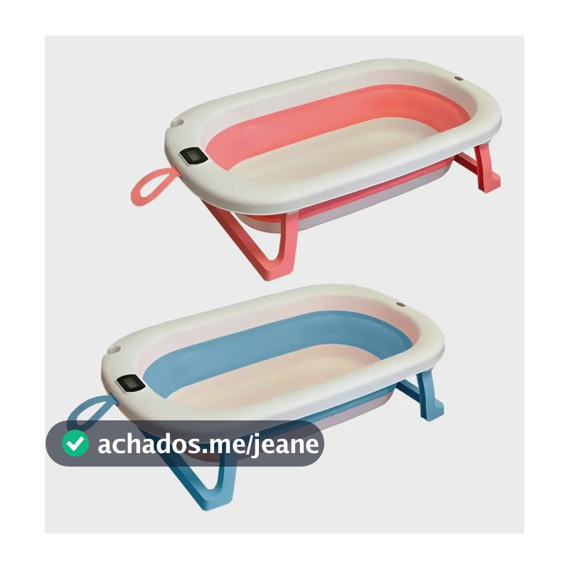 Banheira Retrátil Dobrável Silicone De Bebe Com Termometro Cor Rosa Liso