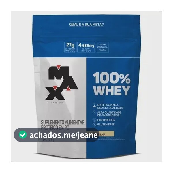 Whey 100% Refil 900g Max Titanium Sabor Baunilha