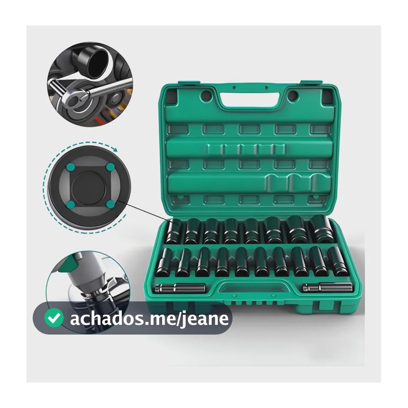 Jogo Soquete Longo Sextavado Impacto 1/2 8 A 32 Mm 20pcs Não Informado