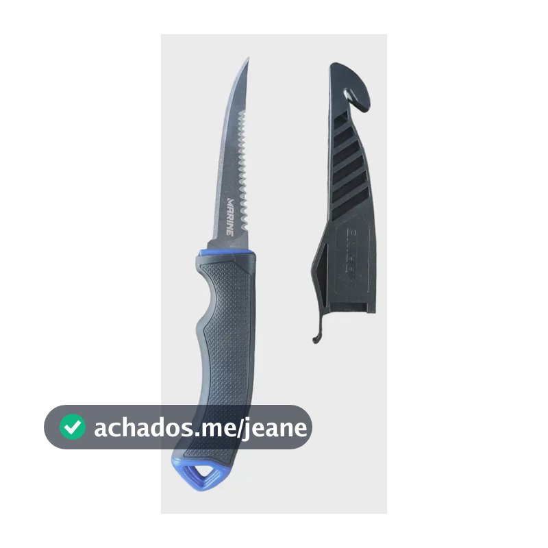 Faca De Pesca Marine Sports Fileteira Serrilhada Em Aço Inox Cor Preto