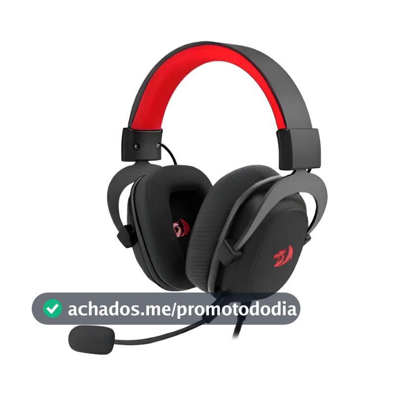 Headset Gamer Redragon Zeus Lite Preto Drivers 53mm com Microfone Removível
