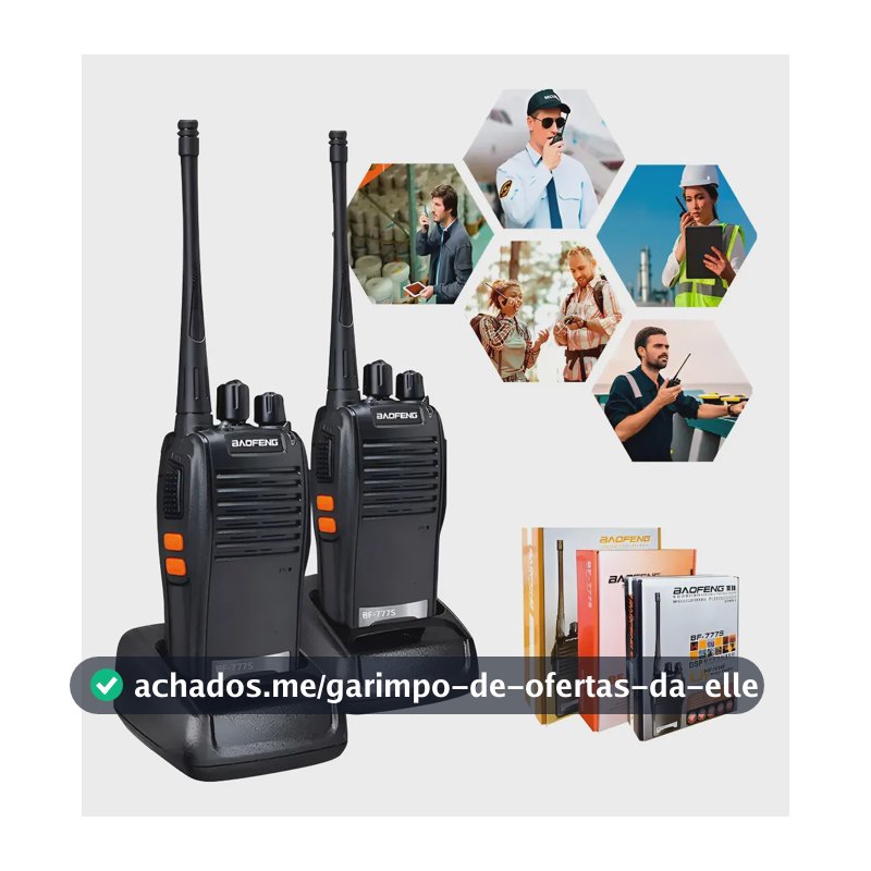 Baofeng Kit 2 Comuncador 16 Ch 12km Baofeng 777s Ht Cor Preto