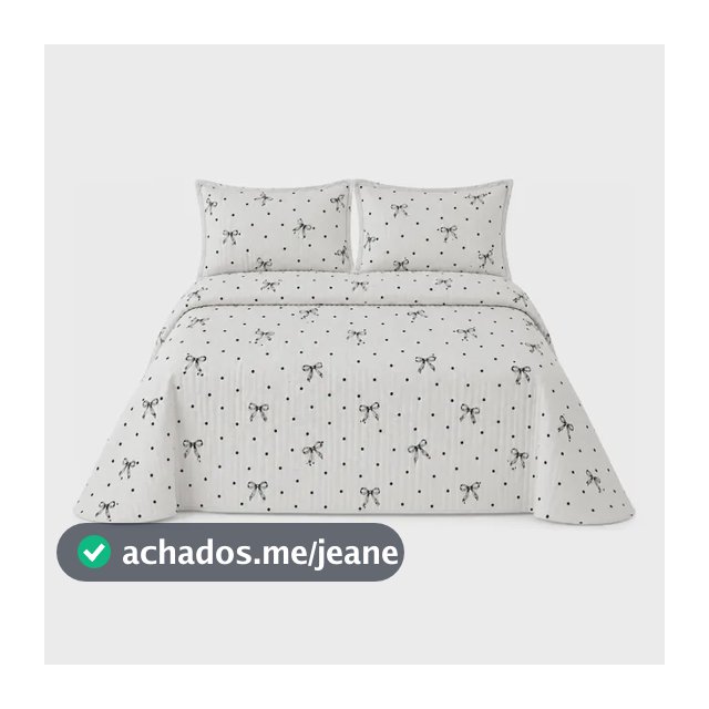 Colcha Cobre Leito King Size Em Piquet Estampa Laços 3 Peças Branco