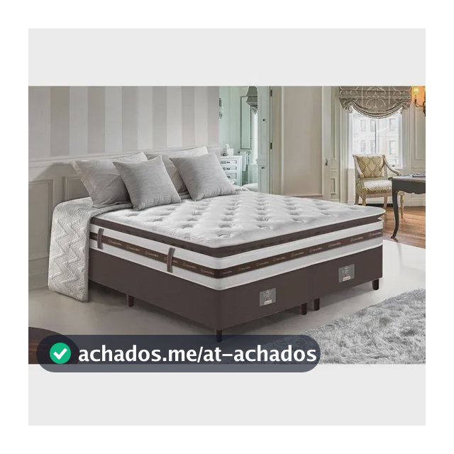 Cama Box King 193x203 Pocket Cama Inbox Relax Pillow Café Cor Café/Branco