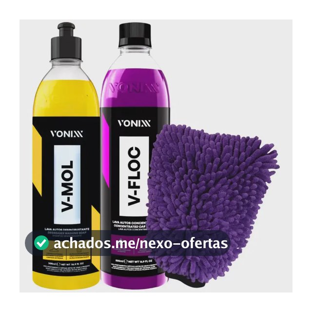 Kit Shampoo Automotivo Neutro V-floc V-mol 500ml Luva Vonixx