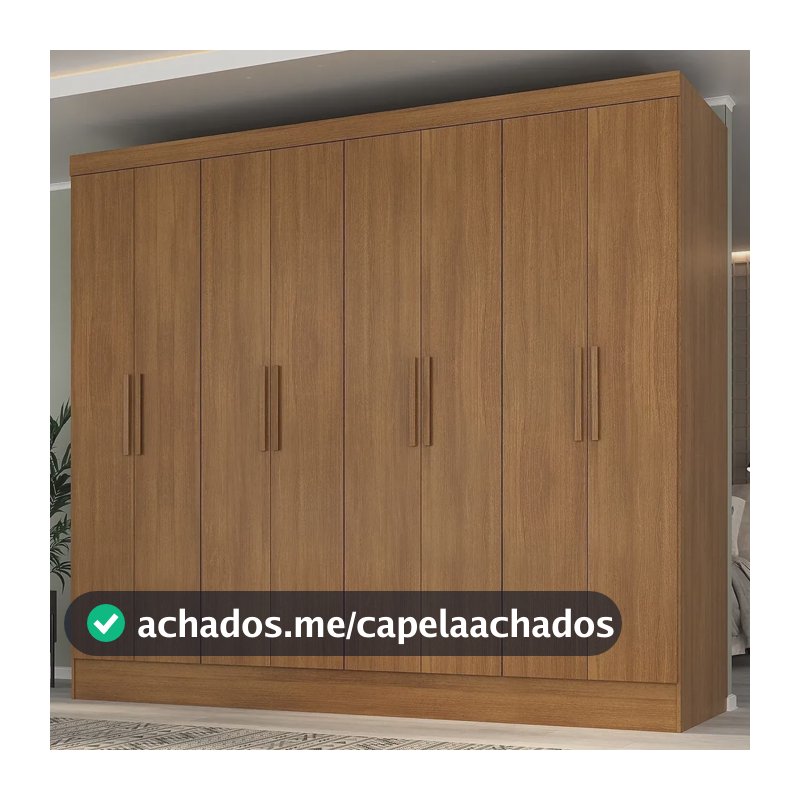 Guarda-roupa Casal 100% Mdf 8 Portas 4 Gavetas Jatobá Cinamomo