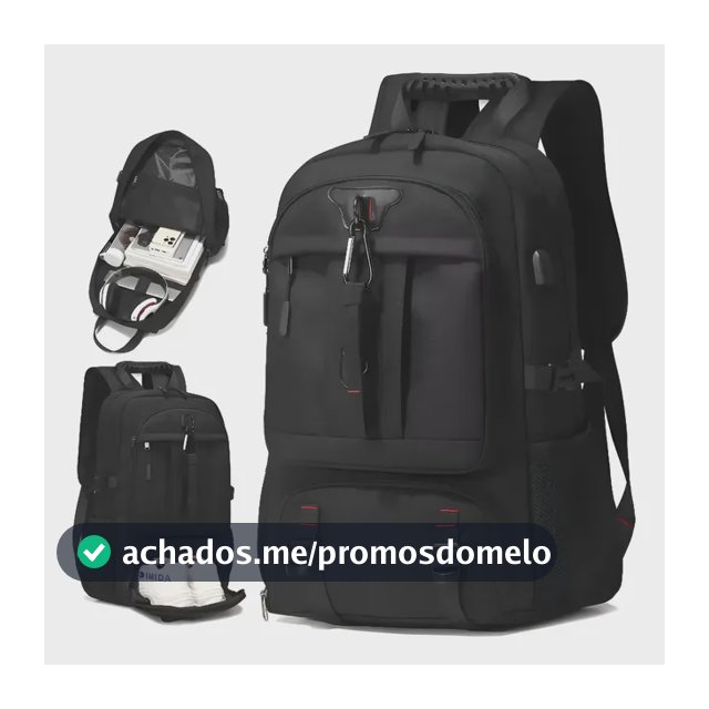 Mochila Masculina Viagem 80l Ampla Espaço Com Porta Usb Preto