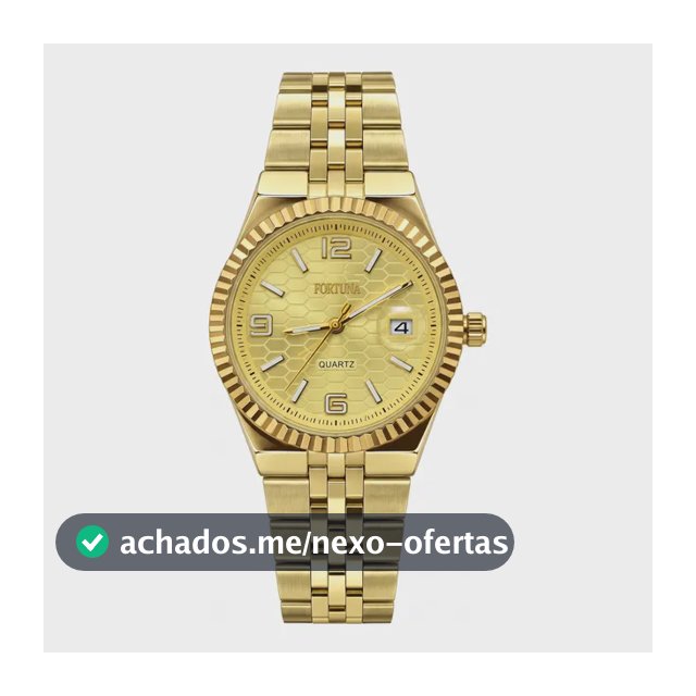 Relógio De Pulso Masculino Fortuna Old Money Minimalista Dourado Cx Dourada