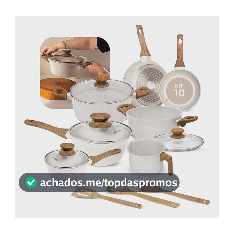Jogo De Panelas Antiaderente Cerâmica Mimo Style 10 Peças Mármore