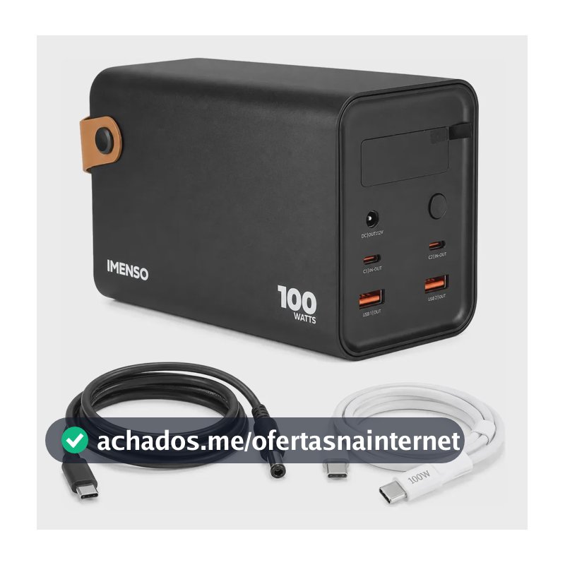 Power Bank 60000mah 100w + Cabo Starlink Mini E Led Inclusos Preto