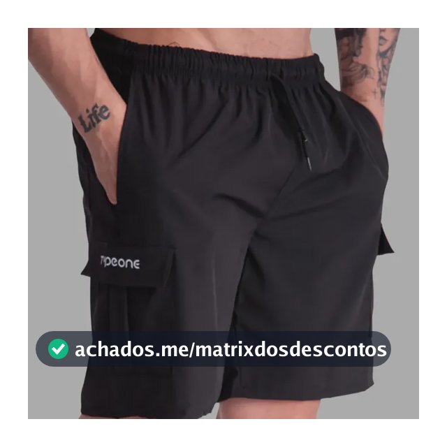 Short Cargo Masculino 5 Bolsos Tactel Elastano Leve Casual
