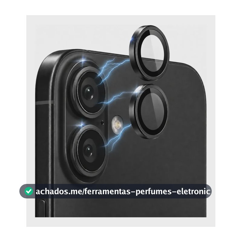 Kit Película Proteção Lente Câmera Para iPhone 16 16 Plus 17 Preto iPhone 16 / 16 Plus
