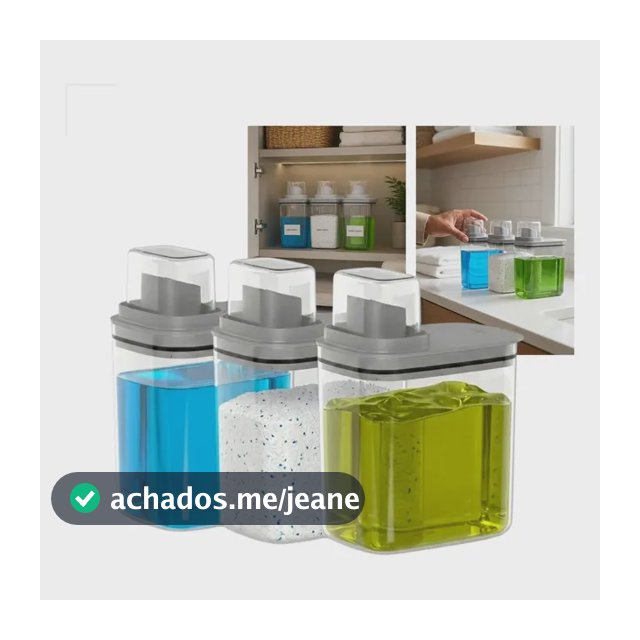 Kit 3 Dispenser Flow Lavanderia Sabão Amaciante 1,5l Etiquet Cinza-escuro