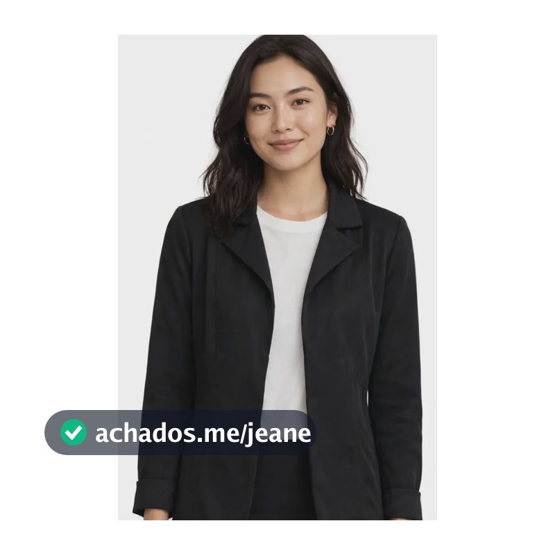 Blazer Feminino Alfaiataria Casual Slim Preto Manga Longa Preto U