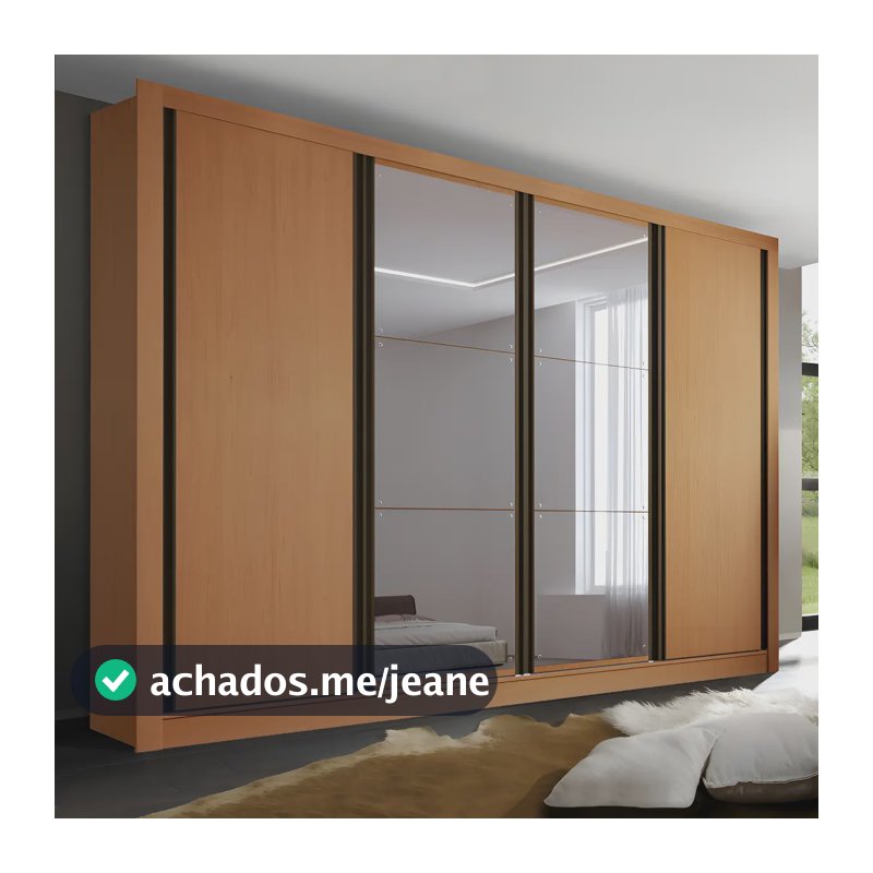 Guarda Roupa Casal Premium Zara 279,3cm Com Espelho 4 Portas