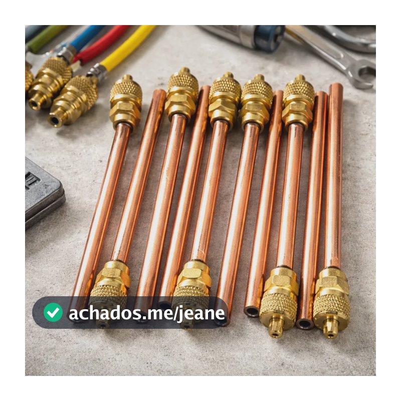 Kit Com 10 Válvula Serviço Schrader 1/4" 10cm P/ Refrigeração