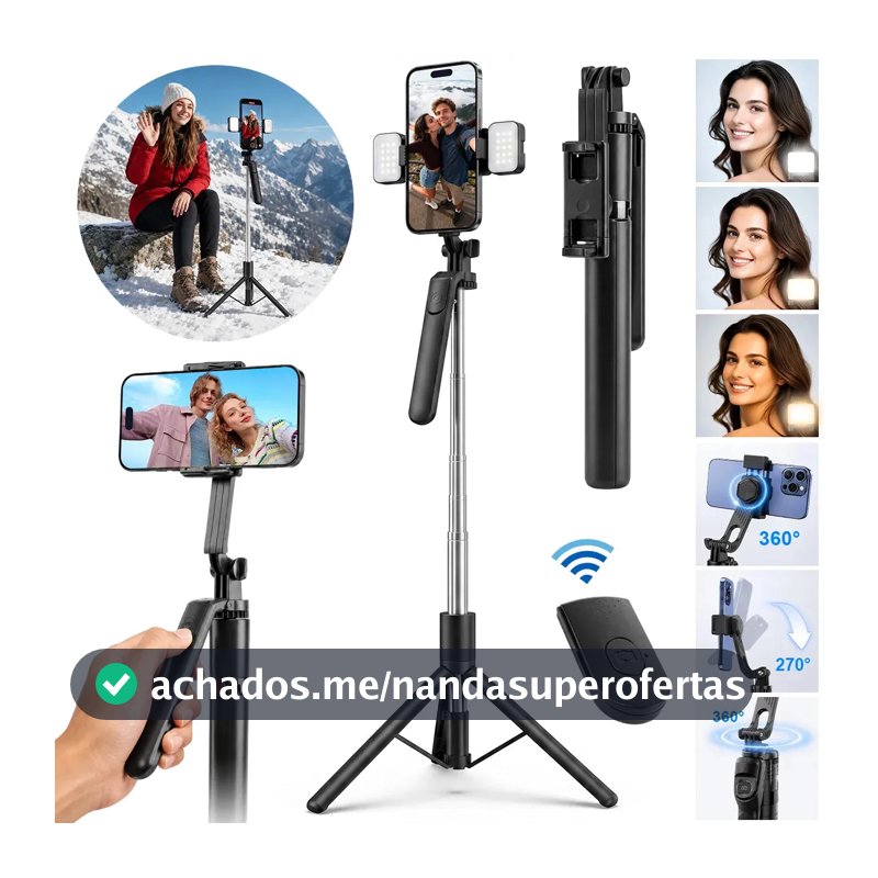 aweshine Tripé / Bastão R16D Para Celular Portátil Até 1,70 M Com Bluetooth Controle,Celular Rotação