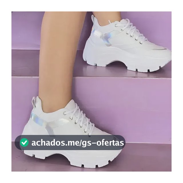 Tênis Feminino Plataforma Tratorado Holográfico Sneaker Moda