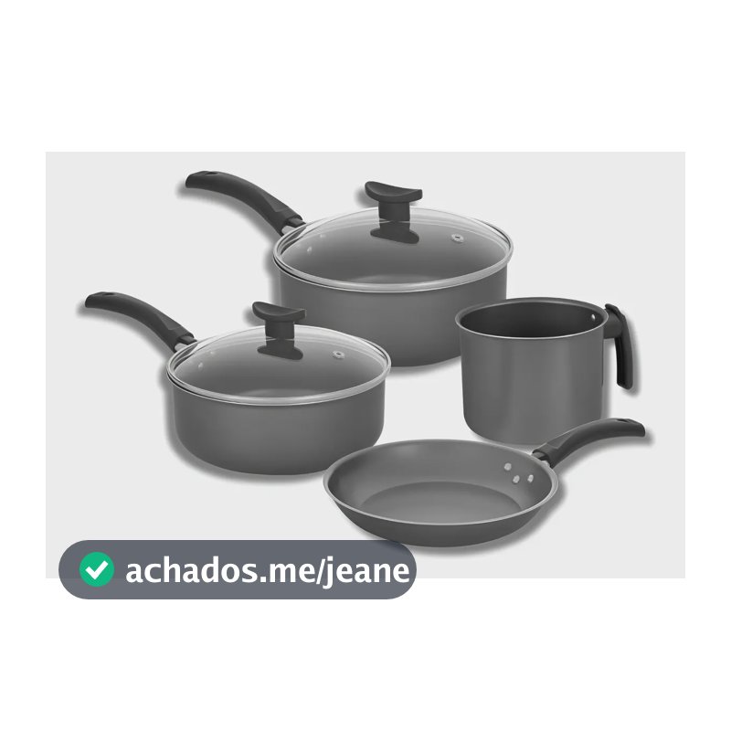 Jogo de Panelas Antiaderente 4 Peças Aluminio Fort-lar Cinza