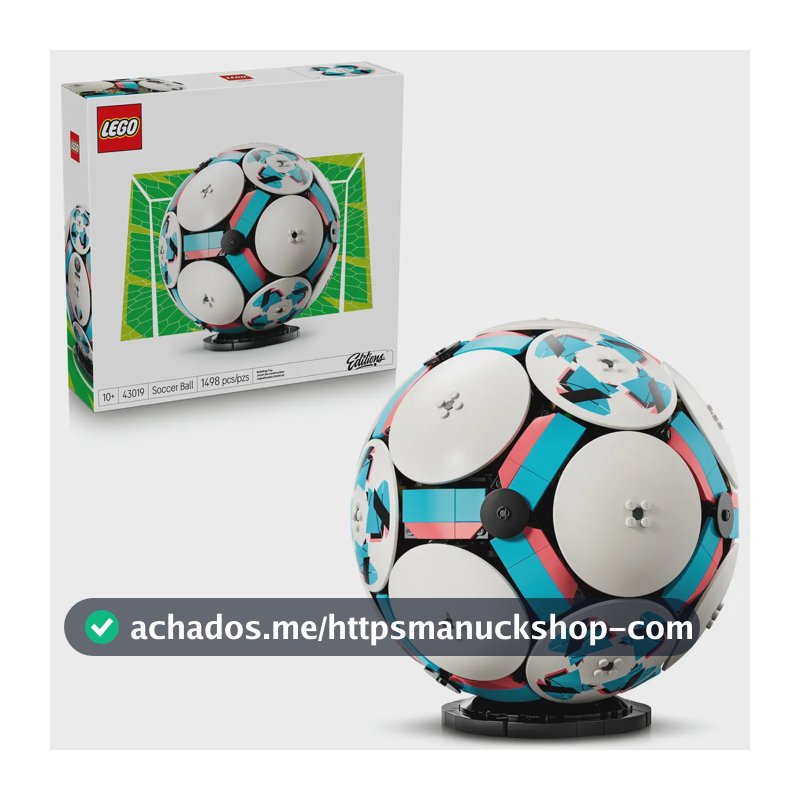 LEGO Editions Bola de Futebol 43019; brinquedo colecionável quase em tamanho real da bola tamanho 5 igual às de partidas oficiais; presente para fãs de futebol; 10+