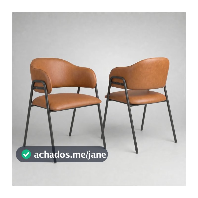 Kit 2 Cadeiras Alice Escritório Consultório Recepção Hotel Corino Preto Caramelo