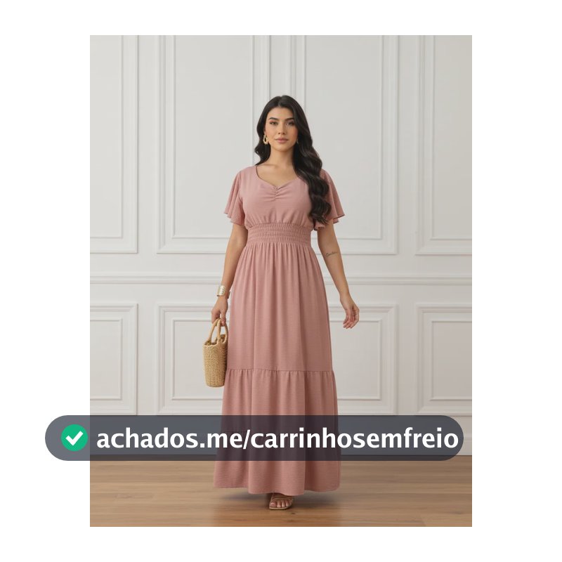 Vestido Longo Feminino De Manguinhas Multiuso De Luxo Rose Único 38/40/42/44/46