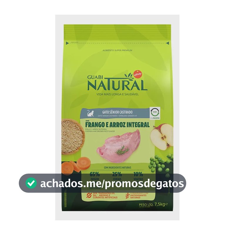 Ração Guabi Natural Gato Sênior Castrado Frango E Arroz 7,5kg
