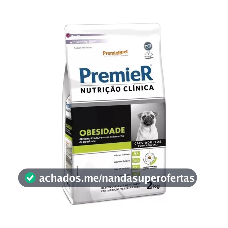Ração Premier Nutrição Clínica Obesidade Cães Pequeno Porte Adultos 2 kg