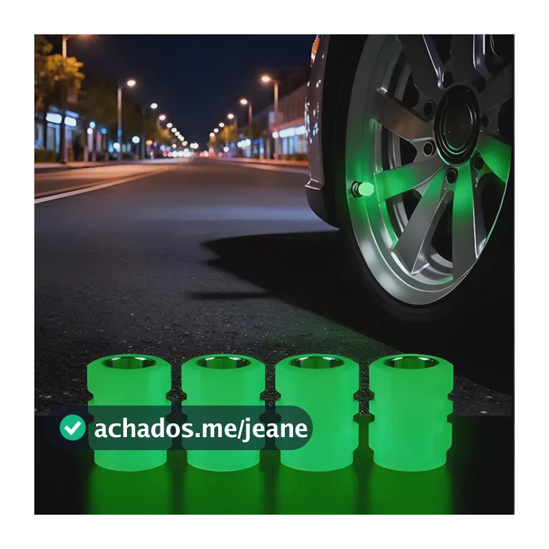 Bico Tampa Válvula Pneu Universal Luminoso Fluorescente Neon Verde