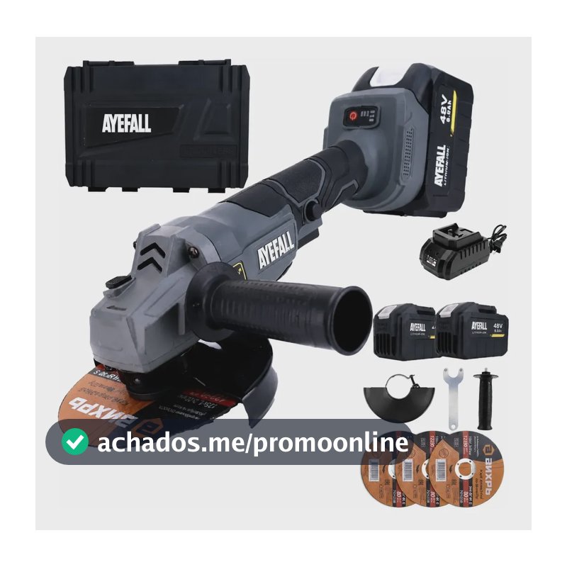 Esmerilhadeira Lixadeira Angular Brushless 125mm 48v Bateria Cinza-escuro 127/220v