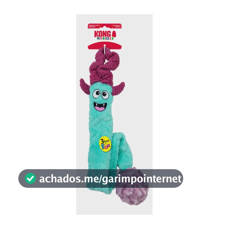 Kong Woozles Tug'n Chase Brinquedo Cabo De Guerra Cães LG/xl Azul-celeste Monstrinho