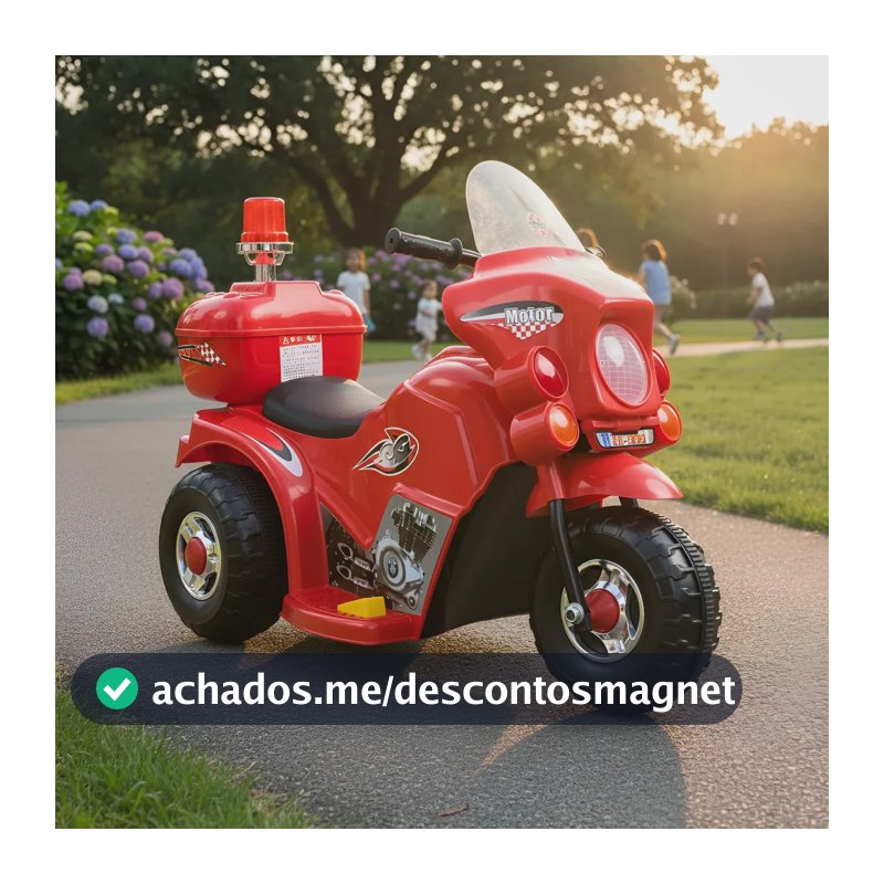 Moto Elétrica Brinq Kids Giroflex Infantil 6V Vermelha Com Baú e Pedal