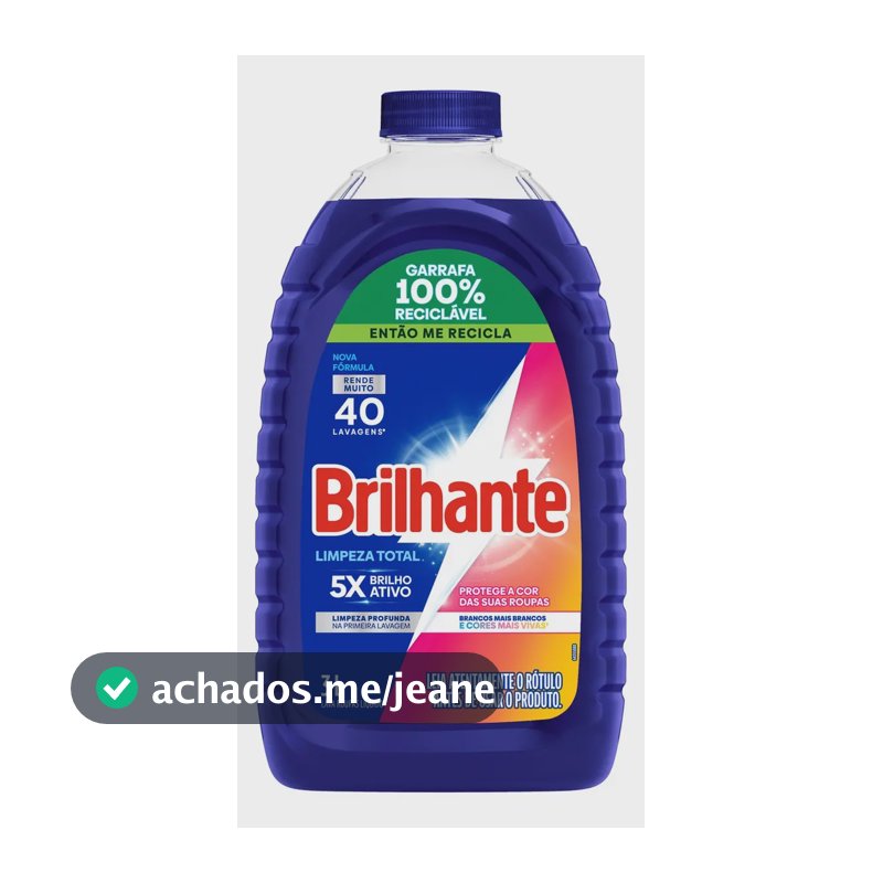 Brilhante lava roupas líquido limpeza total 3 litros
